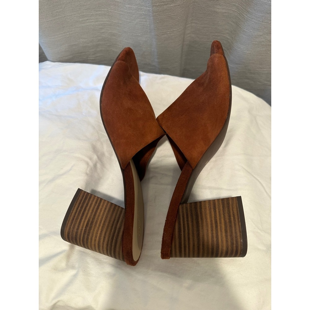 Seychelles Womens 9.5 Rust Brown Suede Block Heel Slide Mules Sandals - Picture 3 of 5